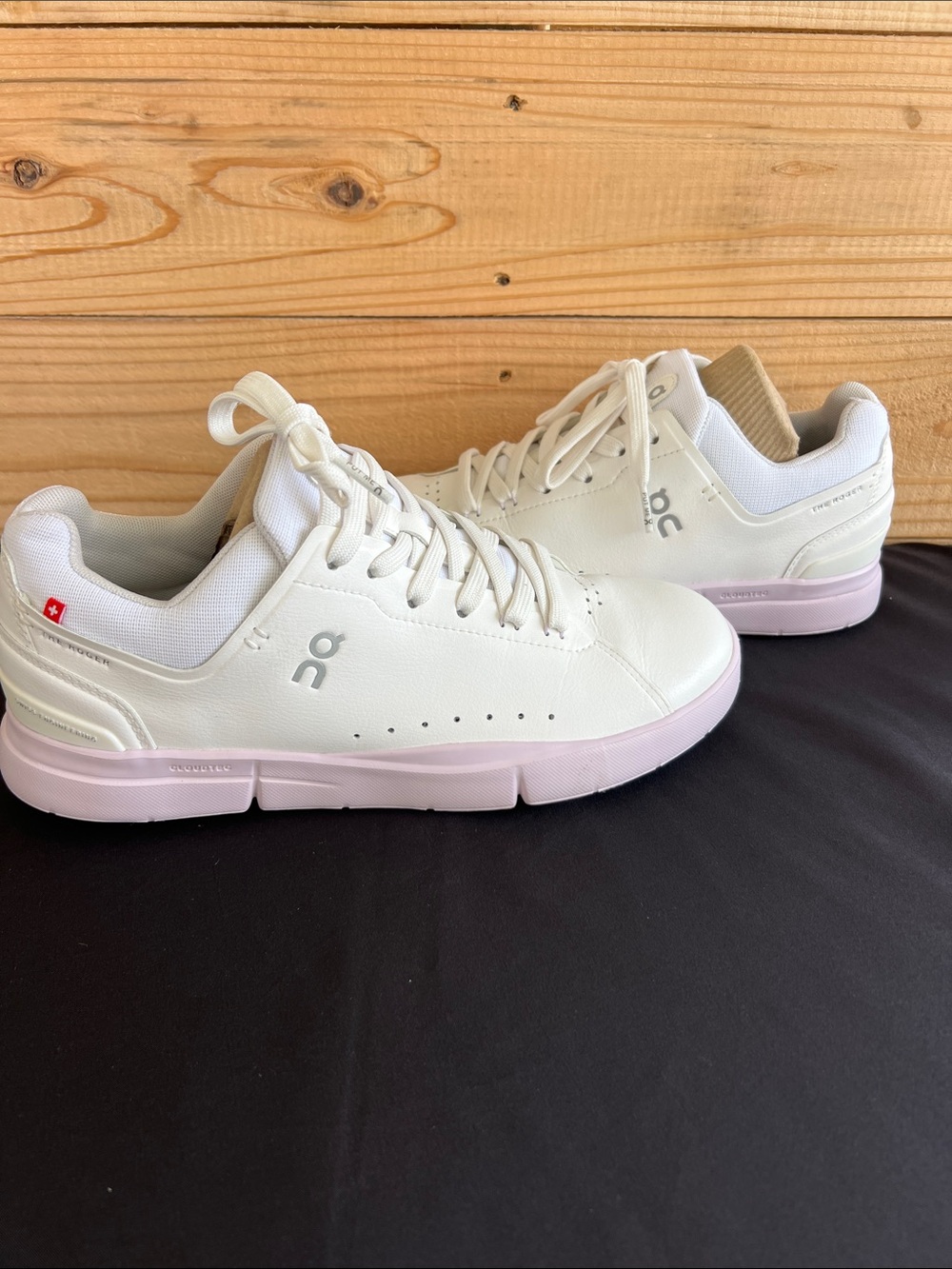 On Running White Sneakers with Light Pink Soles